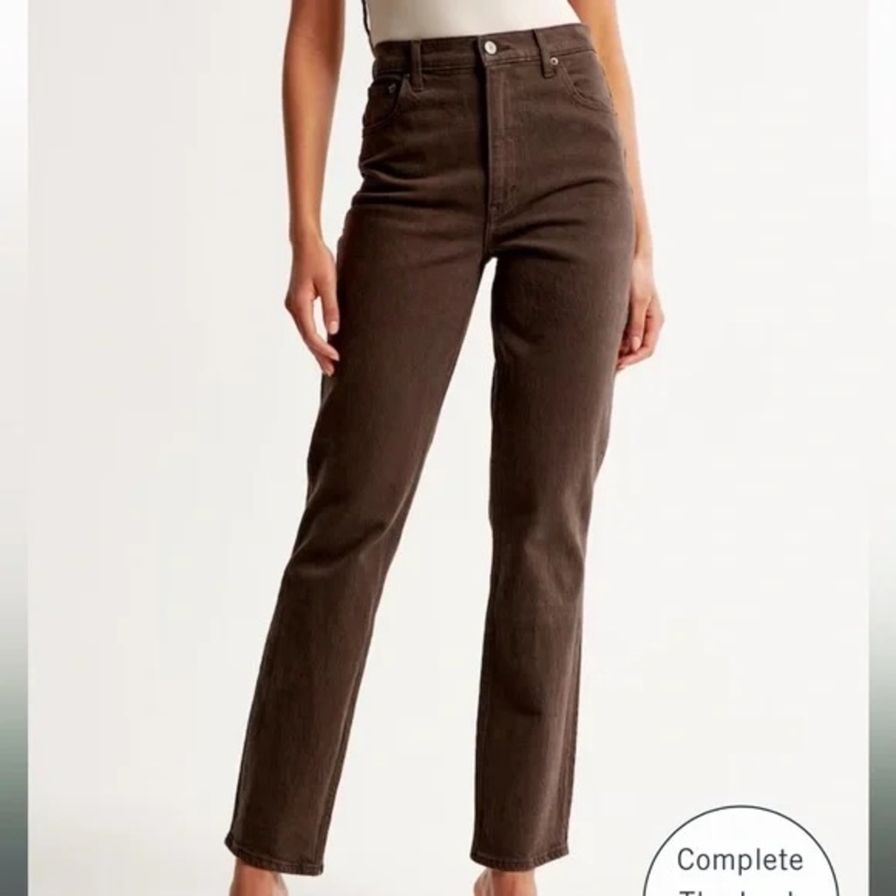 Abercrombie & Fitch Women’s Straight Leg Jeans in Dark Brown